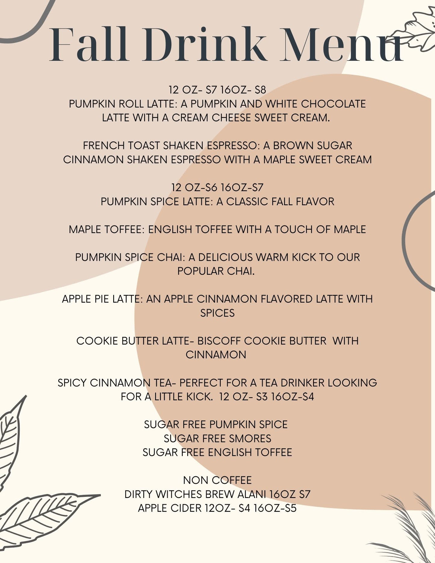 Specialty Drink Menu